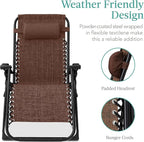 Best Choice Products Oversized Zero Gravity Chair, Folding Outdoor Patio Recliner, XL Anti Gravity Lounger w/Removable Cushion, Cup Holder, Side Tray, 350lb Capacity - Woodland Brown - Image 5