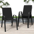 Patio Chairs Set of 4, Stackable Outdoor Dining Chairs for All Weather Textilene Fabric & Metal Frame, Outdoor Chairs Set for Backyard Deck Garden by Vimstora