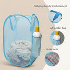 The upgraded pop-up laundry basket features a breathable side pocket mesh design - Image 2