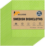 Swedish Dishcloths for Kitchen | 10 Pack Absorbent Cellulose Sponge Cloths by MoLKENE