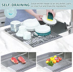 Ohuhu Dish Drying Rack Over The Sink, Roll Up Sink Rack 20.5" W x 13.1" L - Image 2