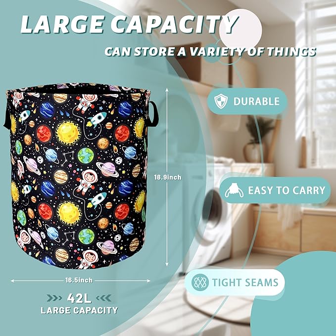 Funny Astronaut Laundry Basket Foldable - Image 2