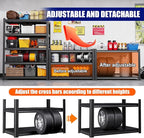 71"H-35"W Garage Shelving Heavy Duty Storage Shelves, Metal Adjustable Shelving Unit, Utility Garage Organizer Shelf for Basement, Pantry, Kitchen, Warehouse,15.7"D x 35.4"W x 71.2"H, Black - Image 5