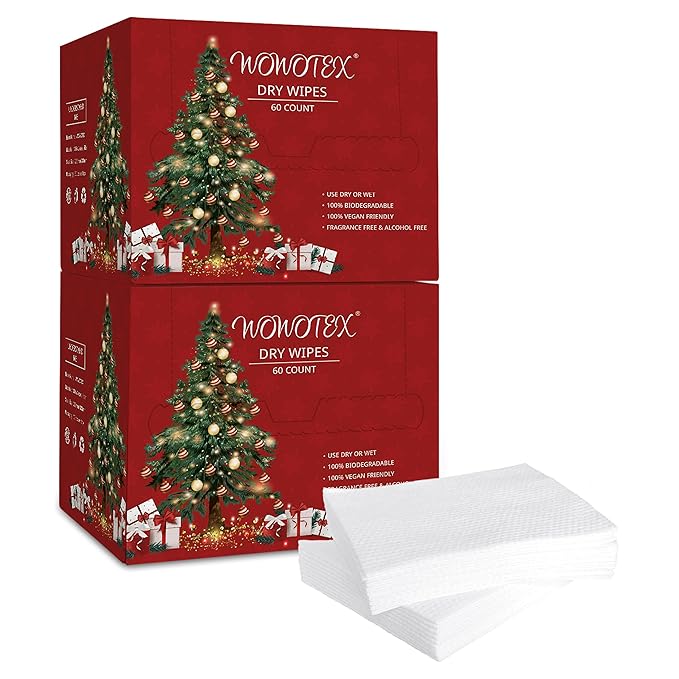 Christmas Style WOWOTEX Disposable Face Towel Biodegradable Large Dry Face by WOWOTEX