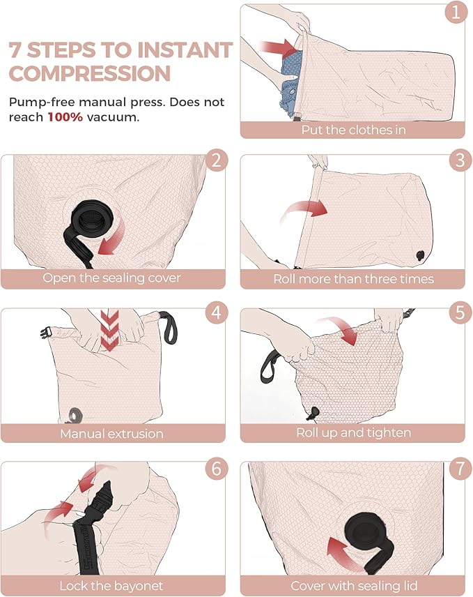 Travel Laundry Bag, Pump Free Vacuum Storage Bag Reusable Compression Dirty - Image 4