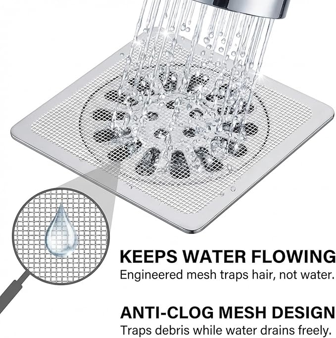 50 Pack Square Disposable Shower Drain Hair Catcher Stickers - Image 6