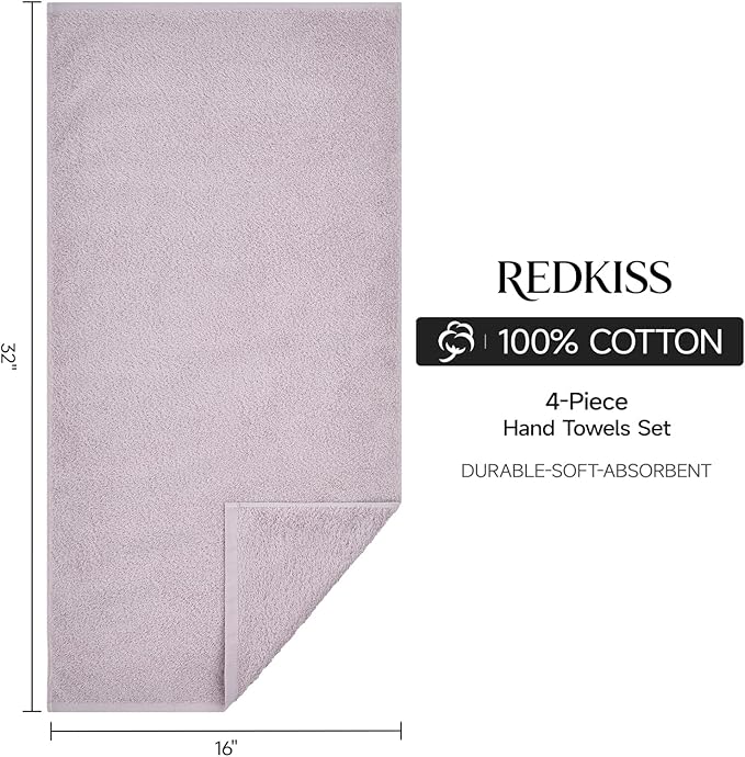REDKISS 4-Pack Luxury Hand Towels, 16x32 Inch 450 GSM 100% Cotton, Super Soft - Image 3