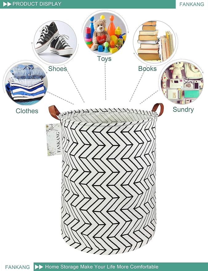 FANKANG Storage Basket, Nursery Hamper Canvas Laundry Basket Foldable - Image 8
