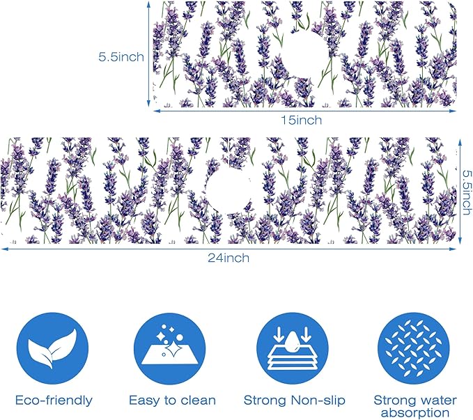 Watercolor Lavender Bunches Kitchen Sink Splash Guard Mat Absorbent Fast Drying - Image 3