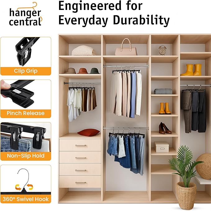 Hanger Central 30 Pack Pants Hangers – 10 Inch Slim Plastic Clothes Hangers - Image 5