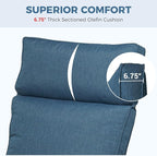 Grand patio Outdoor Recliner with Independent Adjustable Back and Footrest, Air Pump 150° Lay Flat Reclining Chair Removable Olefin Cushion Flip-Up Table Wicker Peacock Blue 1PC - Image 3