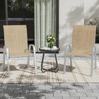UDPATIO Patio Chairs Set of 2, Stackable Silver Outdoor Dining Chairs with High Back, Breathable Textilene Fabric Outdoor Chair All Weather, 350LBS Capacity for Garden, Backyard (Beige) - Image 2
