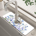 Watercolor Floral Butterfly Sink Faucet Absorbing Mat Sink Splash Guard Faucet by Unknown