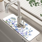 Watercolor Floral Butterfly Sink Faucet Absorbing Mat Sink Splash Guard Faucet by Unknown