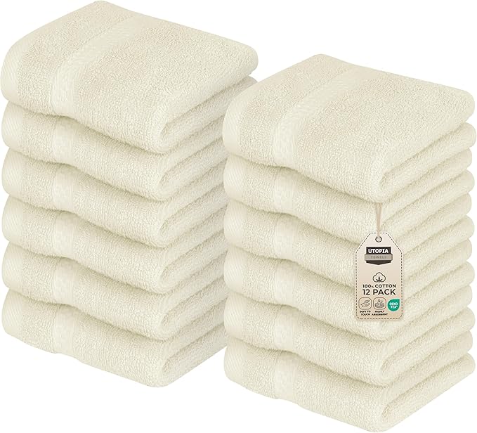 Utopia Towels 12 Pack Premium Wash Cloths Set, 12 by 12 Inches, 100% Cotton by UTOPIATOWELS
