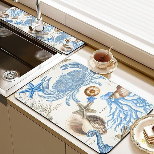 19.5" x 12" Dish Drying Mat & 24" x 5.5" Sink Splash Guard, Super Absorbent by BathtubMat
