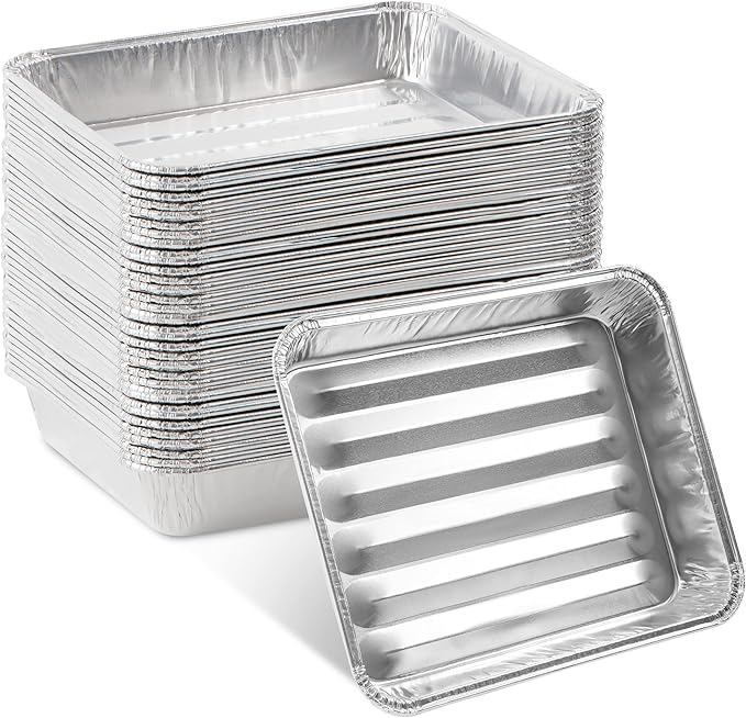 PLASTICPRO 50 Pack Disposable Aluminum Grill Liners Toppers Aluminum Foil by PLASTICPRO