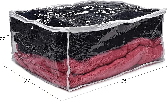 Handy Laundry Blanket Storage Bags - 90 L - Zippered Large Clear Plastic - Image 2