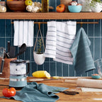 KitchenAid Albany Kitchen Towel 4-Pack Set, Fog Blue/White - Image 2
