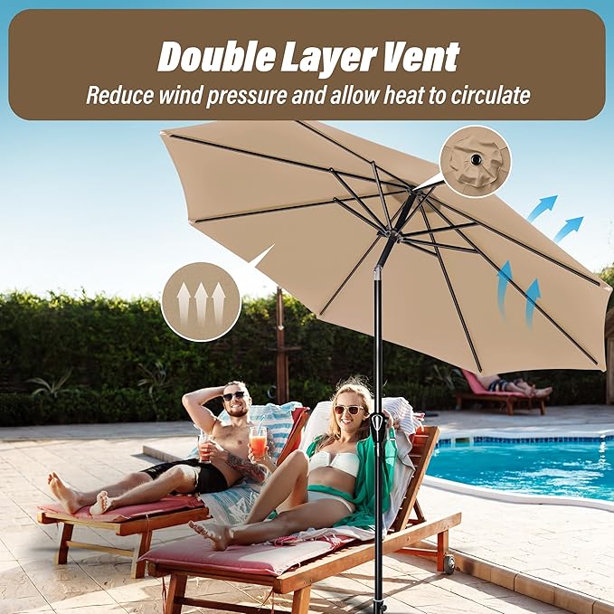 Simple Deluxe 9' Patio Umbrella Outdoor Table Market Yard Umbrella with Push Button Tilt/Crank - Image 5