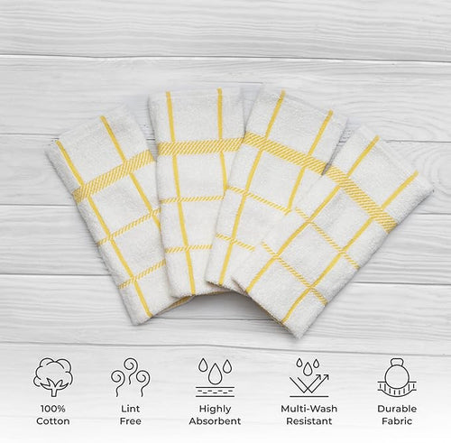 100% Cotton Terry Dish Towels, 4 Pack Checks, 16 x26 Inches, Super Soft and - Image 2