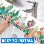 Watercolor Cactus Floral Sink Faucet Absorbing Mat Sink Splash Guard Faucet Mat - Image 6