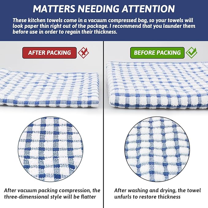 Nialnant 12 Pack Kitchen Dish Cloths, 100% Cotton Kitchen Towels Soft Absorbent - Image 7
