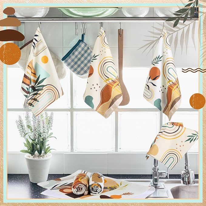 Breling Set of 6 Kitchen Towels Vintage Themed Dish Towel Bathroom Decorative - Image 4