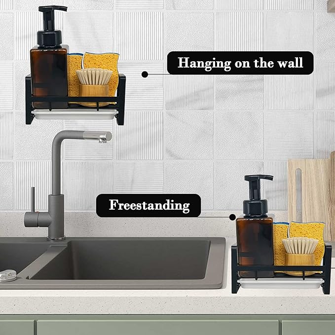 VANTEN Kitchen Sink Caddy Sponge Holder Organizer, Sink Tray Drainer Rack - Image 7