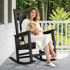 SERWALL Oversized Outdoor Rocking Chair, All-Weather Patio Rocking Chair, HDPE Porch Rocker for Adults, Black - Image 2