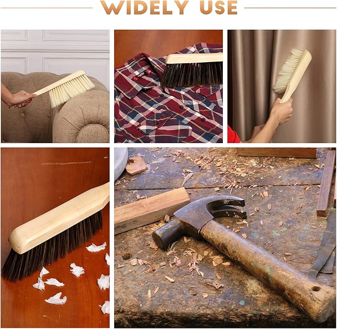 Patelai 2 Pieces Wooden Bench Brushes Fireplace Brush Natural Fiber Bench Soft - Image 3