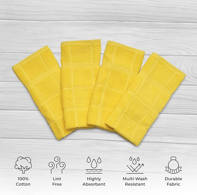 100% Cotton Terry Dish Towels, 4 Pack Plain, 16 x26 Inches, Super Soft and - Image 2