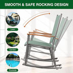 Shintenchi 2 Pcs Outdoor Rocking Chairs Set,Upgraded High Back Patio Rocking Chairs Set,Breathable Textilene Fabric Rocking Chair for Porch,Patio,Garden,Balcony(Green) - Image 5