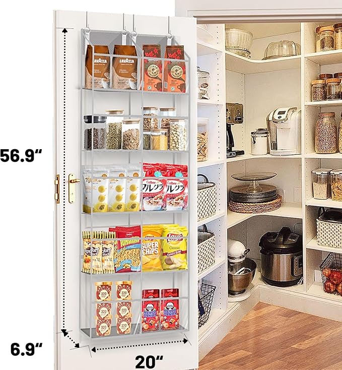 Over the Door Organizer 5 Tiers, Extra Large Behind Door Storage of 10 - Image 6