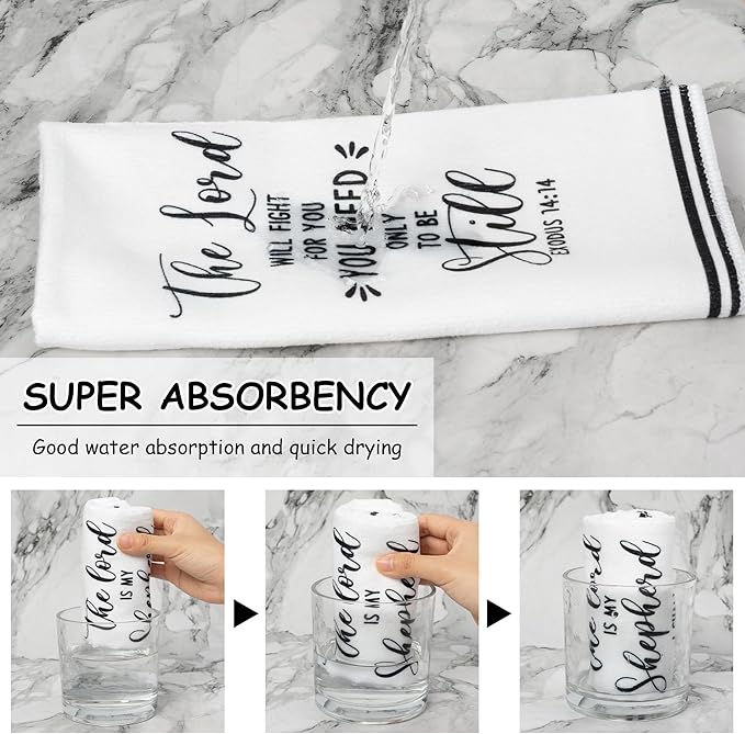 R HORSE 5Pcs Religious Christian Kitchen Dish Towel, Bible Verse Absorbent - Image 4