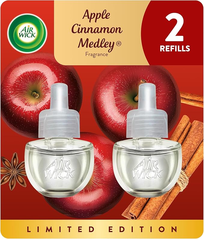 Air Wick Plug in Scented Oil Refill, Apple Cinnamon Medley, Fall Scent by AirWick