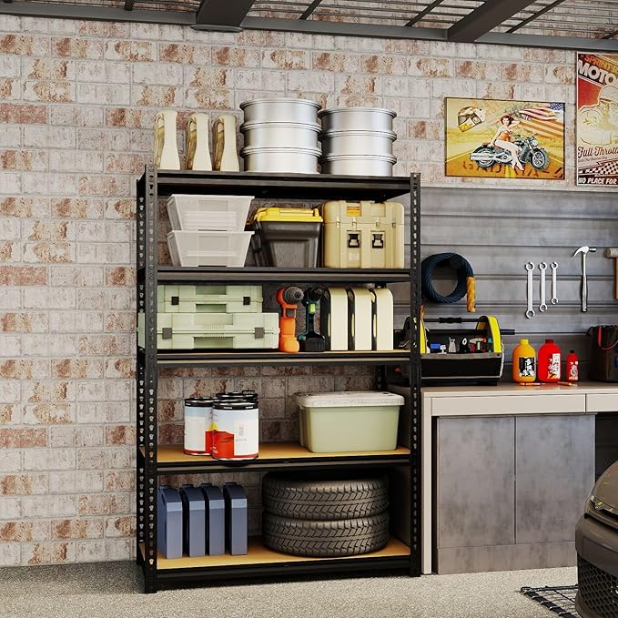 Garage Storage Shelves 2PCS, 60'' H Shelving Units and Storage, 2400 LBS Heavy Duty Shelving, Metal Garage Shelves for for Basement, Warehouse, Pantry, Closet, Kitchen 12" x 28'' x 60'' - Image 2