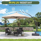 Aoxun 11 FT Cantilever Umbrella with Base Included, Patio Large Aluminum Offset Umbrella Windproof with 360°Rotation, Heavy Duty Frame for Outdoor, Pool, Deck and Garden - Image 4