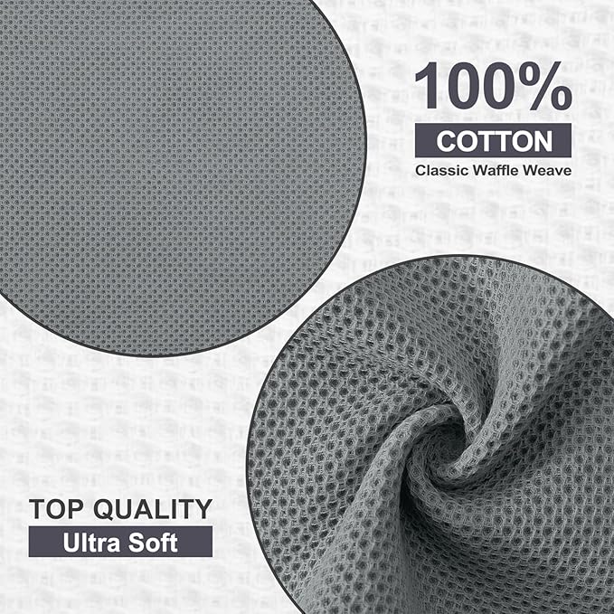 Kitinjoy 100% Cotton Kitchen Dish Cloths, 6 Pack Waffle Weave Ultra Soft - Image 7
