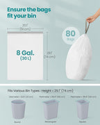 SONGMICS Trash Bags for 8-Gallon Trash Cans, Drawstring Kitchen Garbage Bags - Image 6