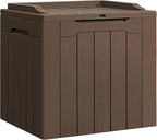 Flamaker Deck Box 31 Gallon Waterproof Resin Small Deck Box with Lid, Indoor Outdoor Package Delivery Box, Organization and Storage for Patio Furniture, Garden Tools, Outdoor Cushions (Deep Brown) by Flamaker