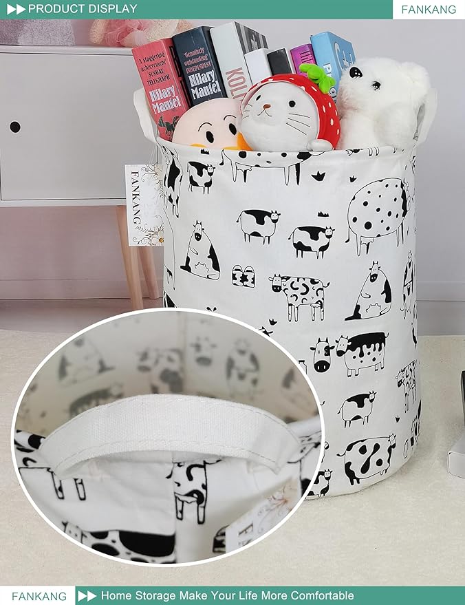 FANKANG Storage Basket, Nursery Hamper Canvas Laundry Basket Foldable - Image 3