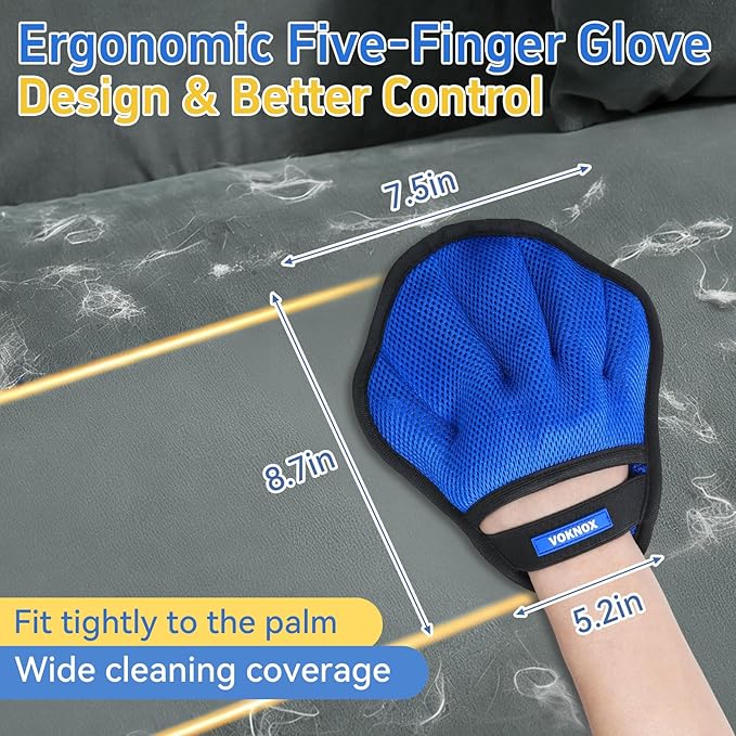 Pet Hair Removal Glove for Dogs & Cats, Electrostatic Five-Finger Hair Remover - Image 3