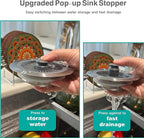 Kitchen Sink Drain Strainer 3 in 1, 304 Stainless Steel Pop Up Sink Stopper - Image 3