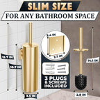 Gold Toilet Brush and Holder Set - Image 2