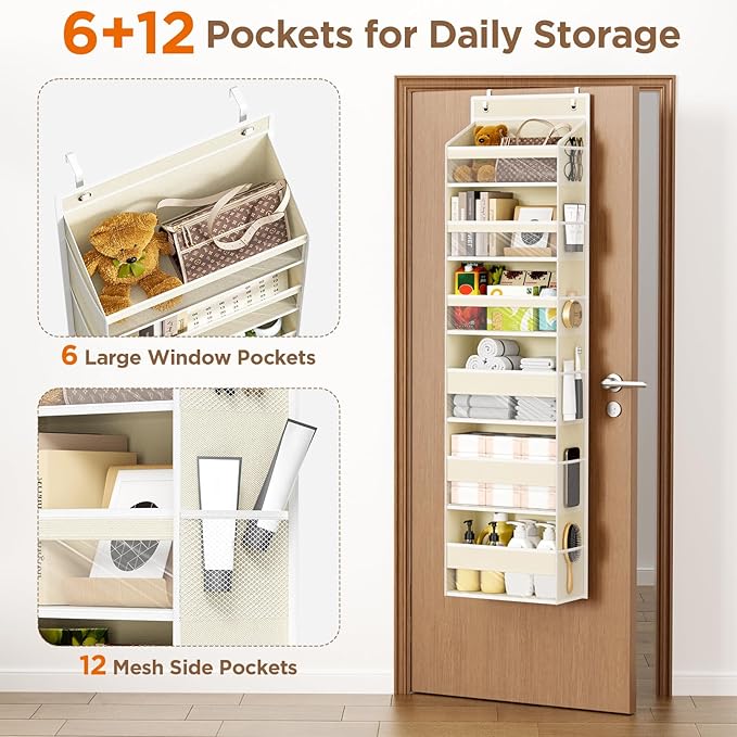 Over The Door Organizer, 6 Shelf Door Hanging Organizers - Image 4