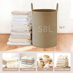 Tall Laundry Basket with Handles, 58L Portable Dirty Clothes Hamper, Boho - Image 2