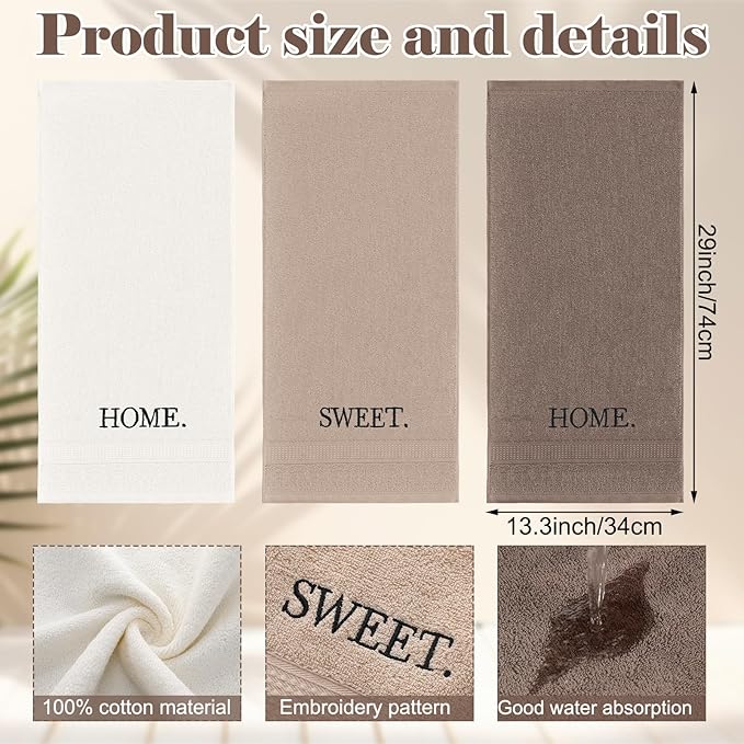 3 Pcs Farmhouse Decorative Hand Towels - Image 2