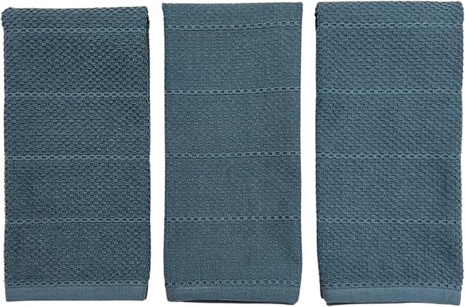 Serafina Home Teal Dark Blue Kitchen Dish Hand Towels 100% Cotton Cloth Soft - Image 5