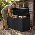 Greesum 110 Gallon Outdoor Storage Box with Lockable Lid, All-Weather Solution for Patio Furniture, Pool Supplies & Garden Tools, Waterproof, UV-Resistant Large Deck Box, Black - Image 6